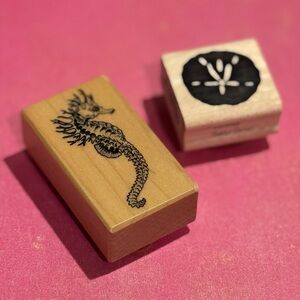 Wooden Stamps with Seahorse and Sand Dollar Designs